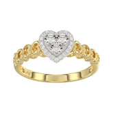 Elegant 10K Yellow Gold Heart-Shaped Engagement Ring Featuring 0.12Ct Round Diamonds With A Romantic And Timeless Design. Perfect As A Promise Ring, A