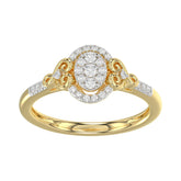 Romantic 10K Yellow Gold Halo Diamond Engagement Ring For Women Fine Jewelry