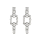 Elegant 10K White Gold Fashion Hoop Earrings Featuring 0.15Ct Round Diamonds With Brilliant Sparkle And Timeless Design.