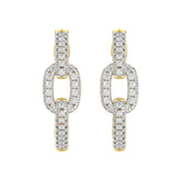 Elegant 10K Yellow Gold Fashion Hoop Earrings Featuring 0.15Ct Round Diamonds With Brilliant Sparkle And Timeless Design.