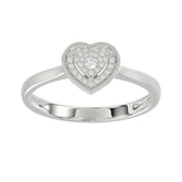 Ladies 0.10Ct Round Diamond Sterling Silver Ladies Ring White Heart Shape Cluster Halo Engagement Promise Ring For Her