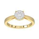 10K Yellow Gold Diamond Cluster Ring For Women 0.25Ct Round Diamond Fashion Ring