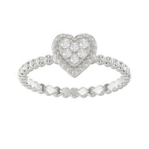 Ladies 0.10Ct Round Diamond Halo Heart Ring Sterling Silver Stylish Women�S Engagement & Promise Ring