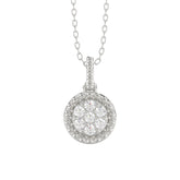 LADIES PENDANT WITH CHAIN 0.10CT ROUND DIAMOND 14K WHITE GOLD