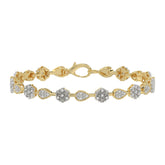 Luxury Ladies 10K Yellow Gold 0.25Ct Diamond Bracelet Elegant Flower & Pear Shape Design With Round Diamonds