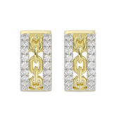 Beautiful 10K Yellow Gold Ladies Hoop Earrings With Sparkling 0.25 Ct Round Diamonds. A Classic And Elegant Fashion Jewelry Design.