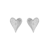 Sterling Silver Heart Shaped Diamond Stud Earrings For Women 0.13 Ct Round Cut Elegant Ladies Earrings
