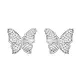 Sterling Silver Round Diamond Butterfly Stud Earrings For Women 0.16 Ct Round Cut Elegant Ladies Earrings