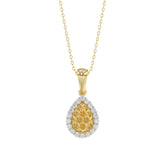Elegant 10K Yellow Gold Ladies Teardrop Nugget Pendant Featuring A Cluster Of 0.20 Ct Round Diamonds. Includes Chain