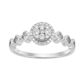 Ladies Sterling Silver 0.13Ct Round Diamond Halo Ring Classic Ladies Diamond Jewelry Ring