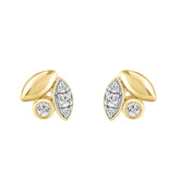 Elegance Ladies Round Diamond Cluster Fashion Earrings In 10K Yellow Gold � Marquise Design