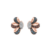 Ladies 0.50Ct Fancy Round Blue & Dark Brown Diamond Fashion Earrings – 14K Rose Gold
