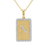 Elegant Ladies 0.20Ct Round Diamond �N Alphabet Fashion Pendant With Chain � 10K Yellow Gold