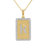 Elegant Ladies 0.20Ct Round Diamond �R Alphabet Fashion Pendant With Chain � 10K Yellow Gold