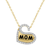 Elegant 10K Yellow Gold Ladies Heart Shape Diamond Necklace 0.20Ct Round Diamond Mother’S Day Gift