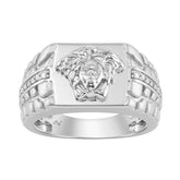 Classic Men’S Diamond Ring In Sterling Silver 0.10Ct Round Diamond Jewelry