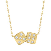 Classic 10K Yellow Gold Diamond Necklace For Ladies 0.16Ct Round Cut Diamonds