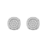 Ladies Sterling Silver 0.25Ct Round Diamond Cluster Stud Earrings Classic Ladies Diamond Jewelry