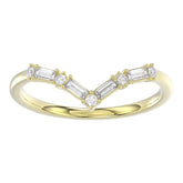 10K Yellow Gold 0.16Ct Ladies Fashion Ring Featuring Sparkling Round And Baguette Diamonds. A Timeless And Elegant Jewelry Piece Designed For Daily We