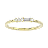 Ladies 10K Yellow Gold Diamond Fashion Ring 0.16 Ct Round & Baguette Diamond Jewelry