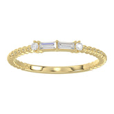 Ladies 10K Yellow Gold Diamond Fashion Ring 0.16 Ct Round & Baguette Diamond Jewelry