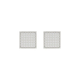 Sterling Silver White 0.25CT Round Diamond Yuva Square Cluster Earrings Women�S Fine Jewelry