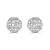 Elegant 0.10Ct Round Diamond Yuva Stud Earrings In Sterling Silver Stylish Ladies Everyday Jewelry