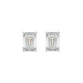 14K WHITE GOLD 2CT EMERALD DIAMOND LADIES SOLITAIRE EARRINGS