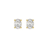 LADIES SOLITAIRE EARRINGS 1 1/2CT OVAL DIAMOND 14K YELLOW GOLD