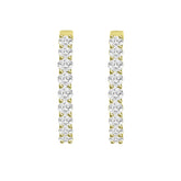 LADIES HOOP EARRINGS 5CT ROUND DIAMOND 14K YELLOW GOLD