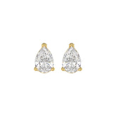 LADIES SOLITAIRE EARRINGS 2CT PEAR DIAMOND 14K YELLOW GOLD