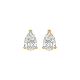 LADIES SOLITAIRE EARRINGS 2CT PEAR DIAMOND 14K YELLOW GOLD