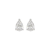 LADIES SOLITAIRE EARRINGS 1 1/2CT PEAR DIAMOND 14K WHITE GOLD