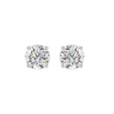 LADIES SOLITAIRE EARRINGS 3CT ROUND DIAMOND 14K WHITE GOLD (CENTER STONE ROUND DIAMOND 1 1/2CT)