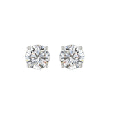 LADIES SOLITAIRE EARRINGS 3CT ROUND DIAMOND 14K WHITE GOLD (CENTER STONE ROUND DIAMOND 1 1/2CT)