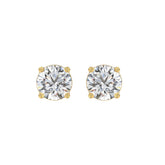 LADIES SOLITAIRE EARRINGS 3CT ROUND DIAMOND 14K YELLOW GOLD (CENTER STONE ROUND DIAMOND 1 1/2CT)