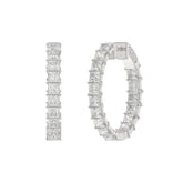 LADIES HOOP EARRINGS 7CT PRINCESS DIAMOND 14K WHITE GOLD