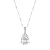 LADIES SOLITAIRE PENDANT WITH CHAIN 1 1/2CT PEAR DIAMOND 14K WHITE GOLD