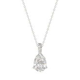 LADIES SOLITAIRE PENDANT WITH CHAIN 1 1/2CT PEAR DIAMOND 14K WHITE GOLD