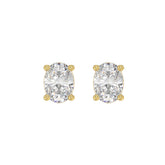 LADIES SOLITAIRE EARRINGS 3CT OVAL DIAMOND 14K YELLOW GOLD (CENTER STONE OVAL DIAMOND 1 1/2CT )