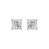 LADIES SOLITAIRE EARRINGS 3CT PRINCESS DIAMOND 14K WHITE GOLD