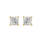 LADIES SOLITAIRE EARRINGS 3CT PRINCESS DIAMOND 14K YELLOW GOLD