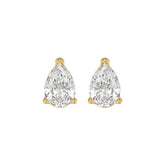 LADIES SOLITAIRE EARRINGS 3CT PEAR DIAMOND 14K YELLOW GOLD