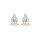 LADIES SOLITAIRE EARRINGS 3CT PEAR DIAMOND 14K YELLOW GOLD
