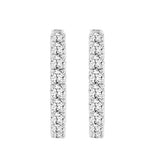 LADIES HOOP EARRINGS 11CT ROUND DIAMOND 14K WHITE GOLD