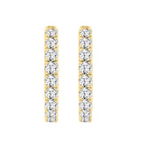 LADIES HOOP EARRINGS 11CT ROUND DIAMOND 14K YELLOW GOLD