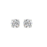 LADIES SOLITAIRE EARRINGS 2CT ROUND DIAMOND 14K WHITE GOLD