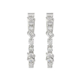 LADIES HOOP EARRINGS 2 1/2CT ROUND/EMERALD/MARQUISE DIAMOND 14K WHITE GOLD