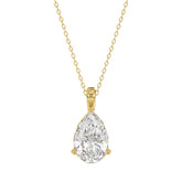 LADIES SOLITAIRE PENDANT 3CT PEAR DIAMOND 14K YELLOW GOLD
