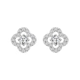 LADIES STUD EARRINGS 1CT ROUND DIAMOND 14K WHITE GOLD